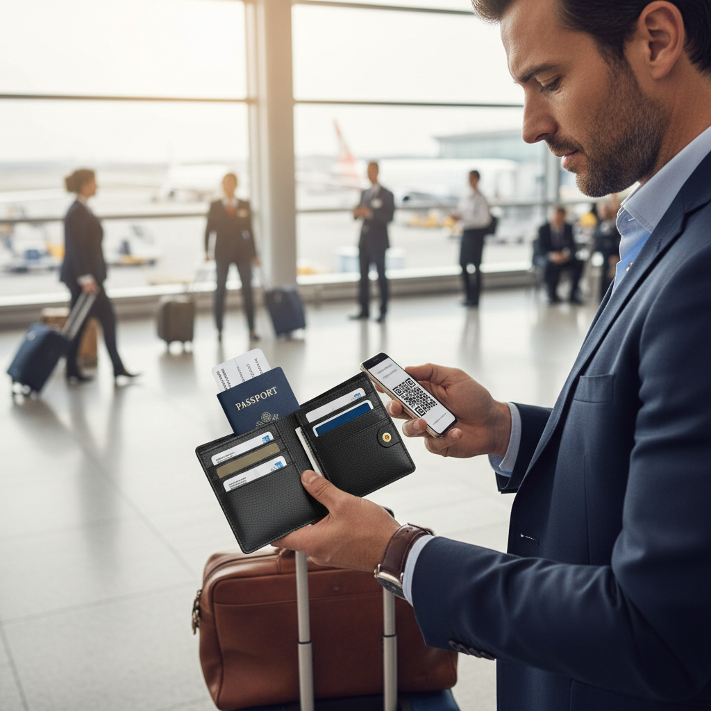 Businessman with Passport Wallet