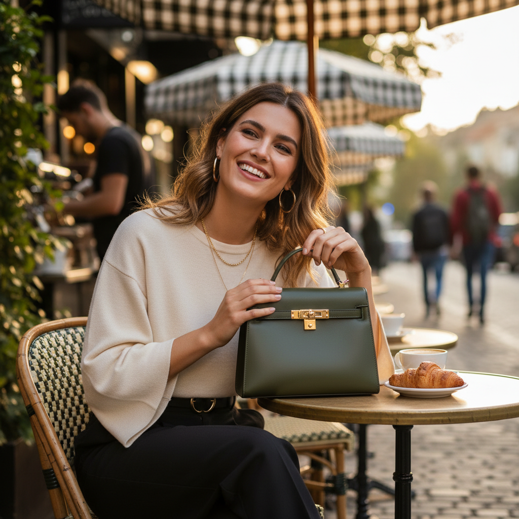 Stylish Woman with Mini Bag